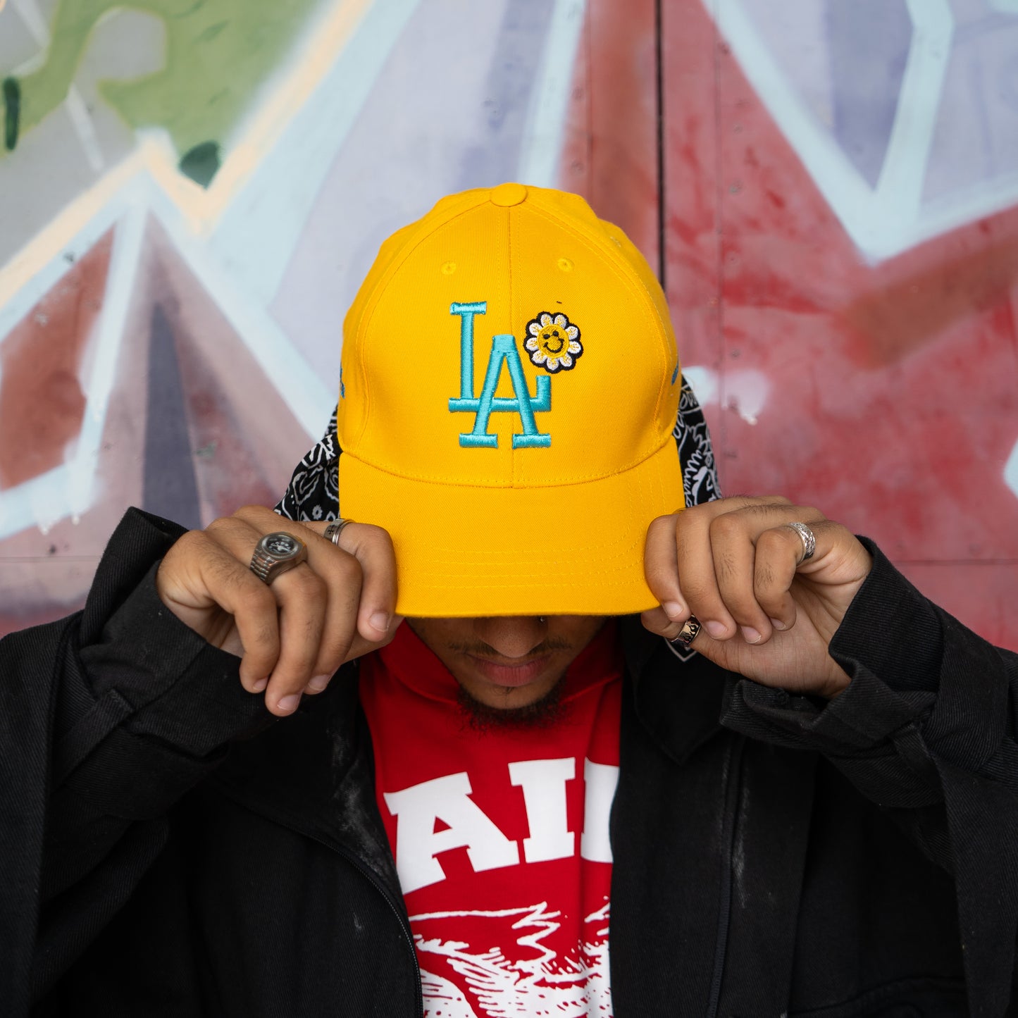 Custom Hat Yellow LA Flower
